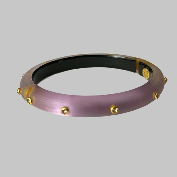 Alexis Bittar Lucite Crystal Hinged 
Bangle Bracelet Purple - Picture 6 of 7